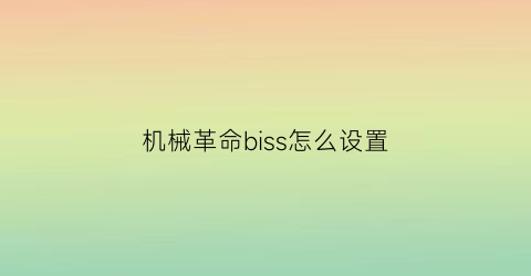 机械革命biss怎么设置