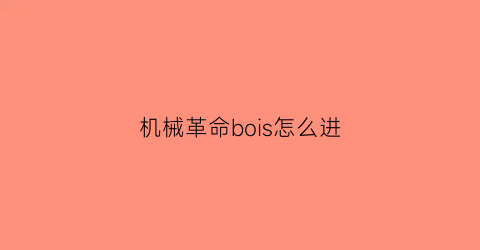 “机械革命bois怎么进(机械革命怎样进bios)