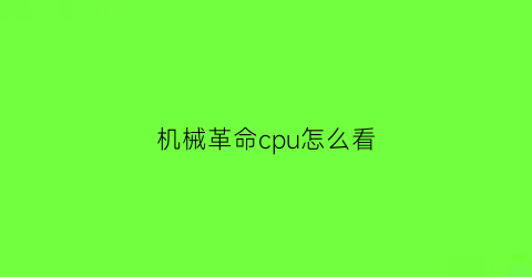 机械革命cpu怎么看