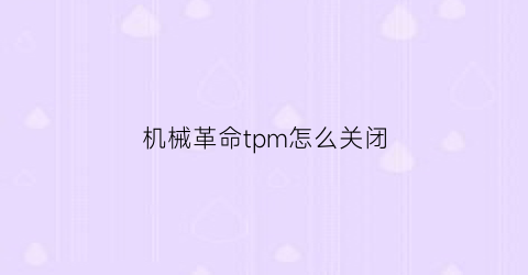 机械革命tpm怎么关闭