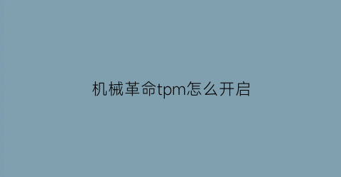 机械革命tpm怎么开启