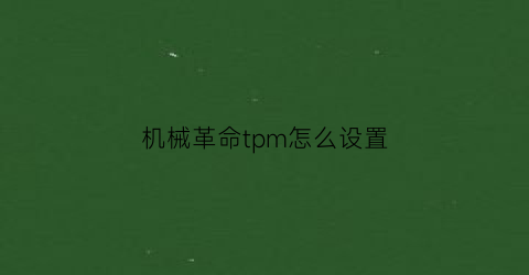 机械革命tpm怎么设置(机械革命tpm怎么设置u盘启动)