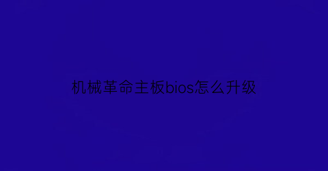 机械革命主板bios怎么升级