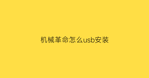 机械革命怎么usb安装