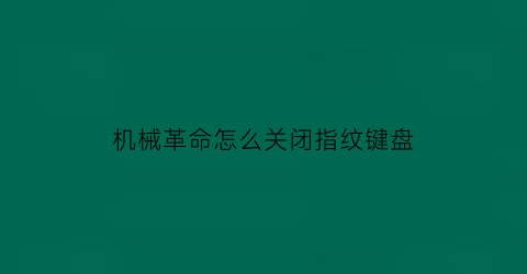 “机械革命怎么关闭指纹键盘(机械革命有指纹吗)