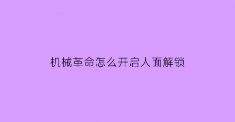 “机械革命怎么开启人面解锁(机械革命怎么开启人面解锁功能)