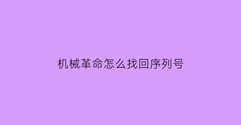 “机械革命怎么找回序列号(机械革命序列号怎么查保质期)