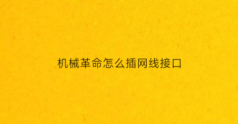 “机械革命怎么插网线接口(机械革命网络接口)