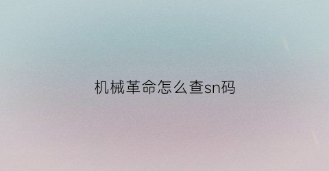 “机械革命怎么查sn码(机械革命怎么查激活时间)