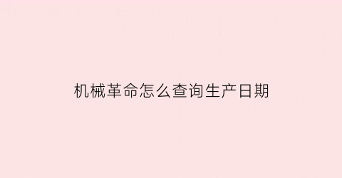 “机械革命怎么查询生产日期(机械革命怎么看生产日期)