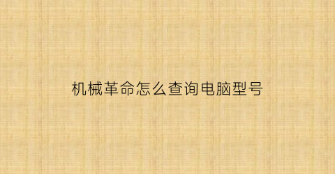 “机械革命怎么查询电脑型号(机械革命怎么查生产日期)