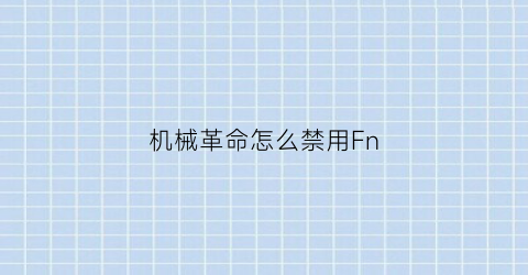 “机械革命怎么禁用Fn(机械革命怎么禁用独显)