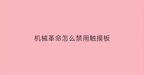 “机械革命怎么禁用触摸板(机械革命笔记本电脑触摸板怎么关闭)