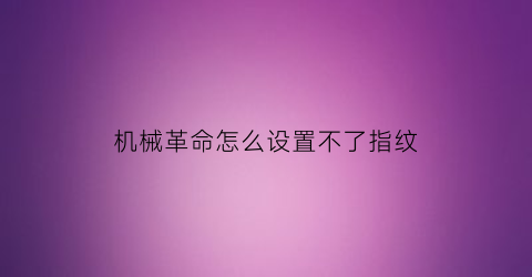 “机械革命怎么设置不了指纹(机械革命怎么设置不了指纹解锁)