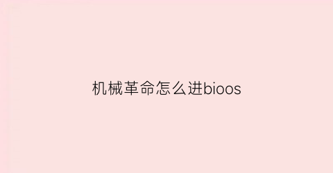 机械革命怎么进bioos