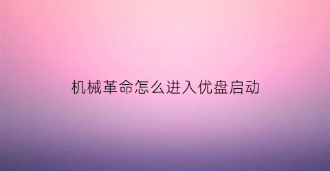 “机械革命怎么进入优盘启动(机械革命怎么进入优盘启动系统)