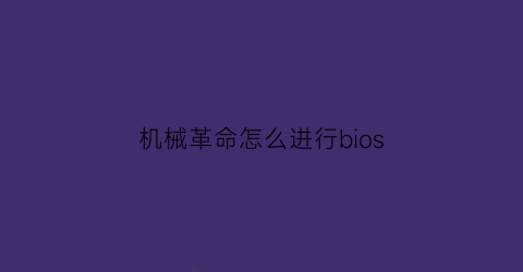 “机械革命怎么进行bios(机械革命bios设置)