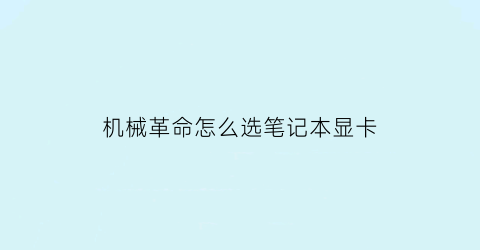 “机械革命怎么选笔记本显卡(机械革命用的显卡是哪个牌子的)