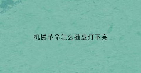 机械革命怎么键盘灯不亮(机械革命键盘不发光了)