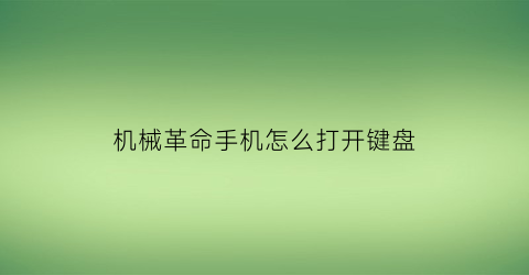 “机械革命手机怎么打开键盘(机械革命功能键)