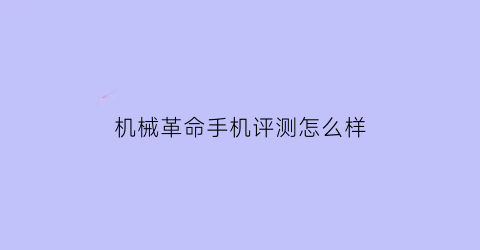 “机械革命手机评测怎么样(机械革命值不值得入手)