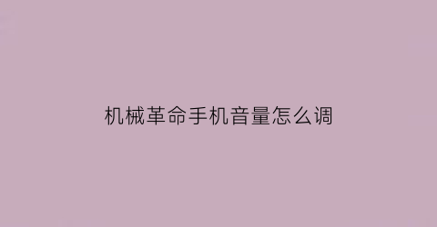 “机械革命手机音量怎么调(机械革命音量键没反应)