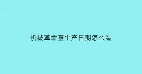 机械革命查生产日期怎么看