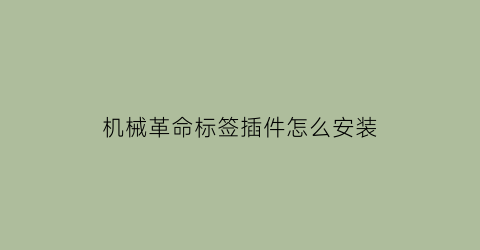 “机械革命标签插件怎么安装(机械革命铭牌)