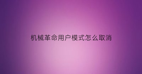 机械革命用户模式怎么取消