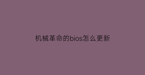 机械革命的bios怎么更新(机械革命怎么进bios更改硬盘启动)