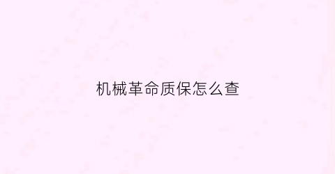 机械革命质保怎么查