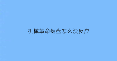 机械革命键盘怎么没反应