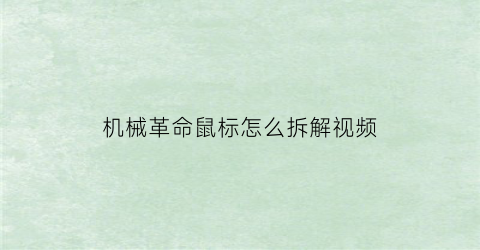 机械革命鼠标怎么拆解视频(机械革命鼠标怎么拆解视频讲解)