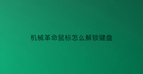 “机械革命鼠标怎么解锁键盘(机械革命怎么锁触摸键盘)