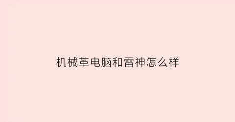 “机械革电脑和雷神怎么样(机械革命和雷神哪个性价比高)