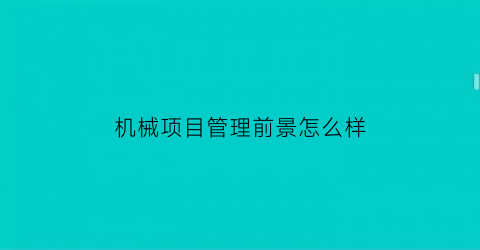 机械项目管理前景怎么样