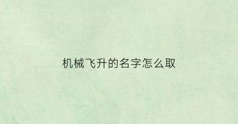 “机械飞升的名字怎么取(机械飞升的名字怎么取)