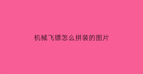 “机械飞镖怎么拼装的图片(机械飞镖怎么拼装的图片视频)