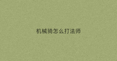 机械骑怎么打法师(机械骑怎么打法师好打)