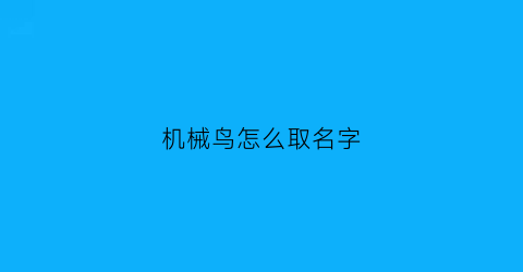 “机械鸟怎么取名字(机械鸟怎么取名字的)