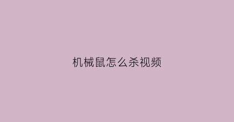 “机械鼠怎么杀视频(机械鼠改装)