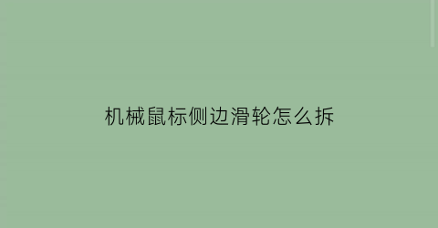 “机械鼠标侧边滑轮怎么拆(机械鼠标侧边按钮有什么用)