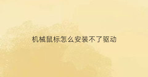 “机械鼠标怎么安装不了驱动(机械鼠标怎么设置驱动)