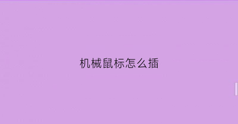 机械鼠标怎么插(机械鼠标怎么装)