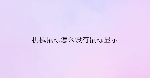 “机械鼠标怎么没有鼠标显示(机械鼠标坏了怎么修)