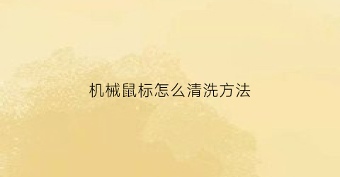 机械鼠标怎么清洗方法