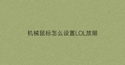 “机械鼠标怎么设置LOL放眼(lol用鼠标放眼怎么设置)