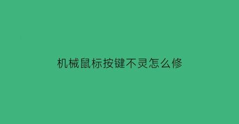 “机械鼠标按键不灵怎么修(机械鼠标功能键)