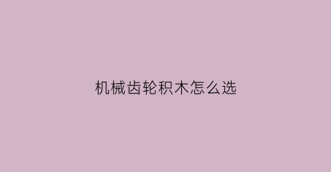 机械齿轮积木怎么选