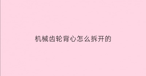 “机械齿轮背心怎么拆开的(机械齿轮背心怎么拆开的视频)